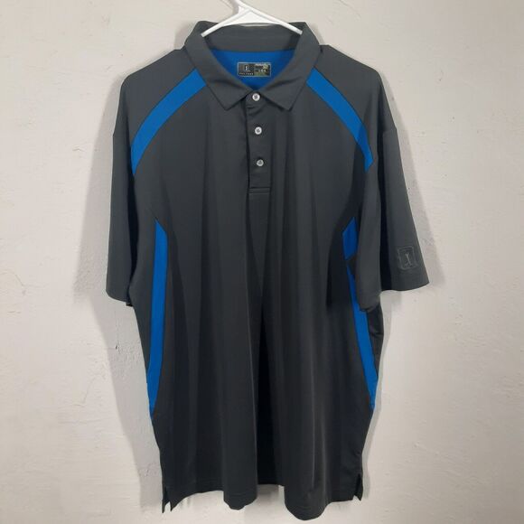 PGA Tour Motionflux 360 Adult Mens L Gray Blue Short Sleeve Polo Shirt - Picture 1 of 7